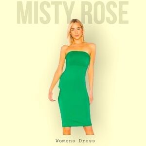 Kelly Green Misty Rose strapless midi dress​​​​​​​